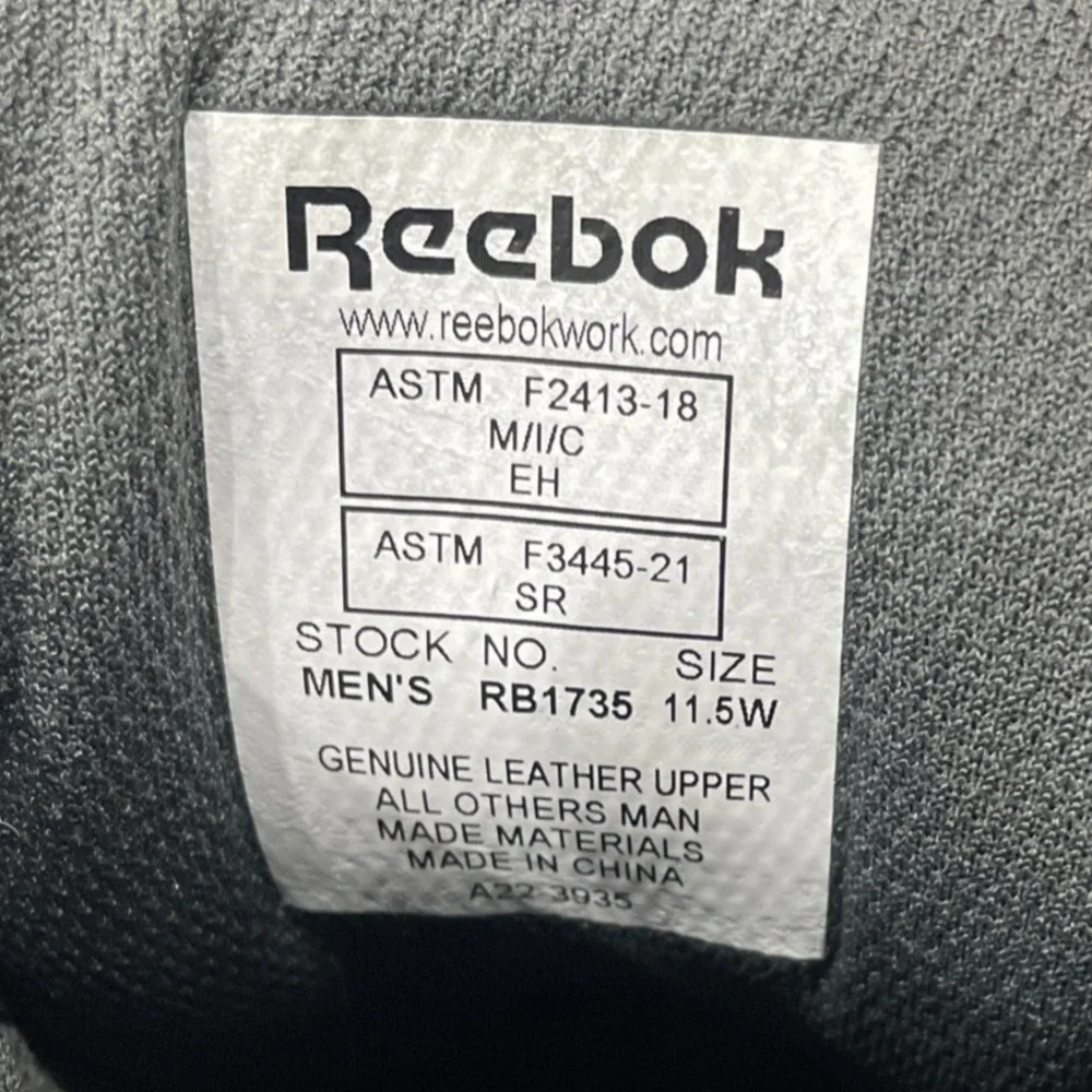 Reebok RB1735 Dayod Safety Toe Skateboard Work High-Top‎ Shoe Black Men's 11.5W